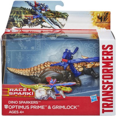 Transformers Age of Extinction Dino Sparkers Optimus Prime and Grimlock Figures   